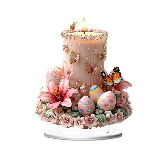 Easter 2D Bunny Acrylic Ornament Eggs Rabbit Table Sign Home Living Room Holiday Party Tabletop Animal