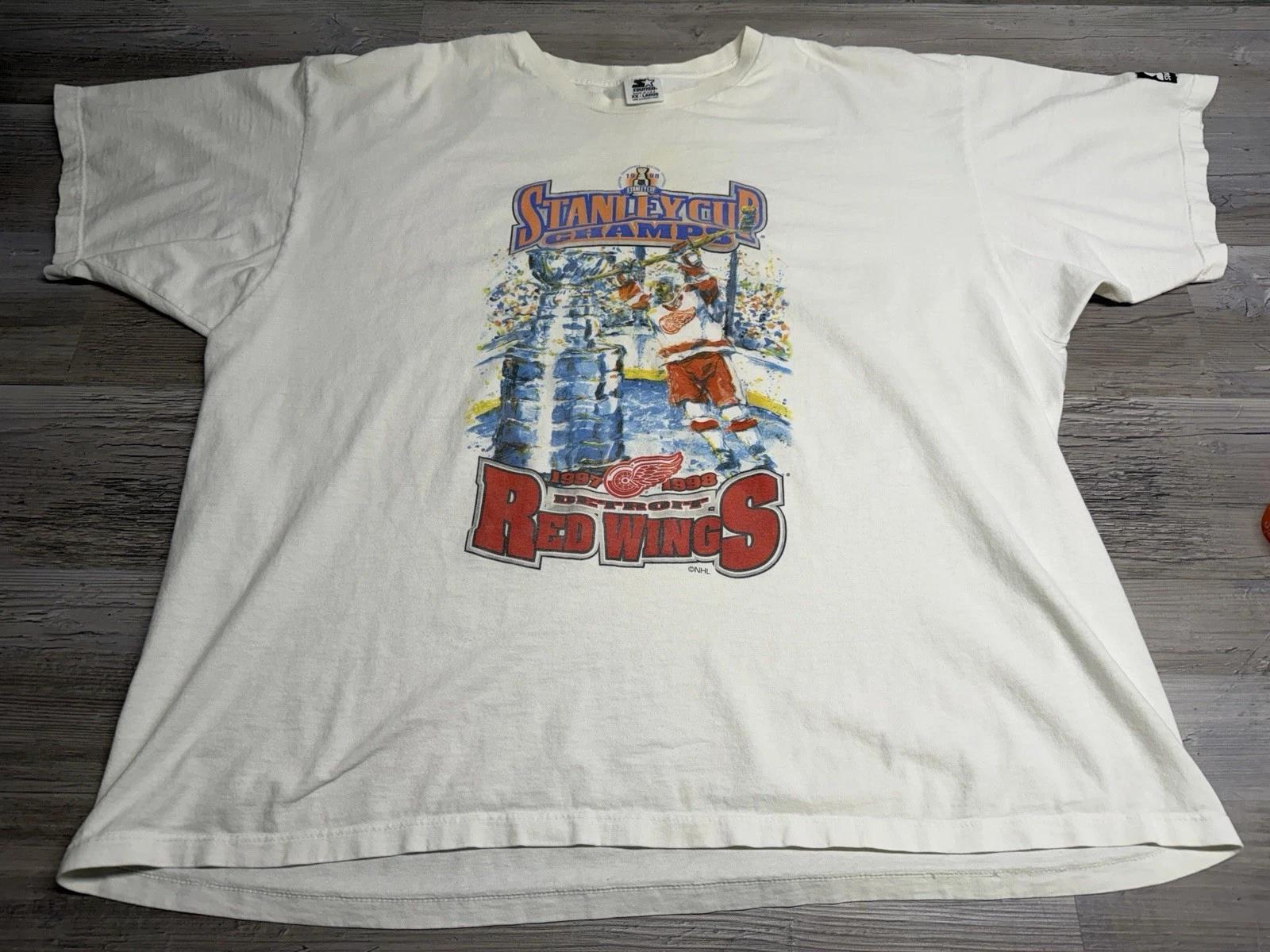 

Vintage NHL Detroit Red Wings 1998 Stanley Cup Champions Starter T-Shirt 2XL USA L