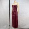 Sexy PU Leder Trägerkleid Damen Einfarbig Ärmellos Hüftbetont Hohe Taille Lange Kleider 2024 Herbst Neu Damenmode Vestidos