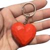 Unique Wood Carved 3D Love Heart Pendant Keyring Handmade Craft Ornament for DIY Bag Charm or Car Interior Decoration