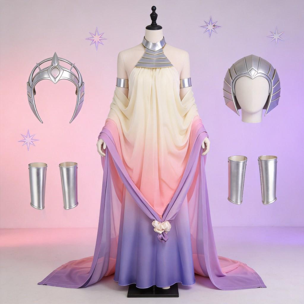 Costume Cosplay Principessa Amadala di Star Wars in Tessuto di Poliestere per Feste di Halloween