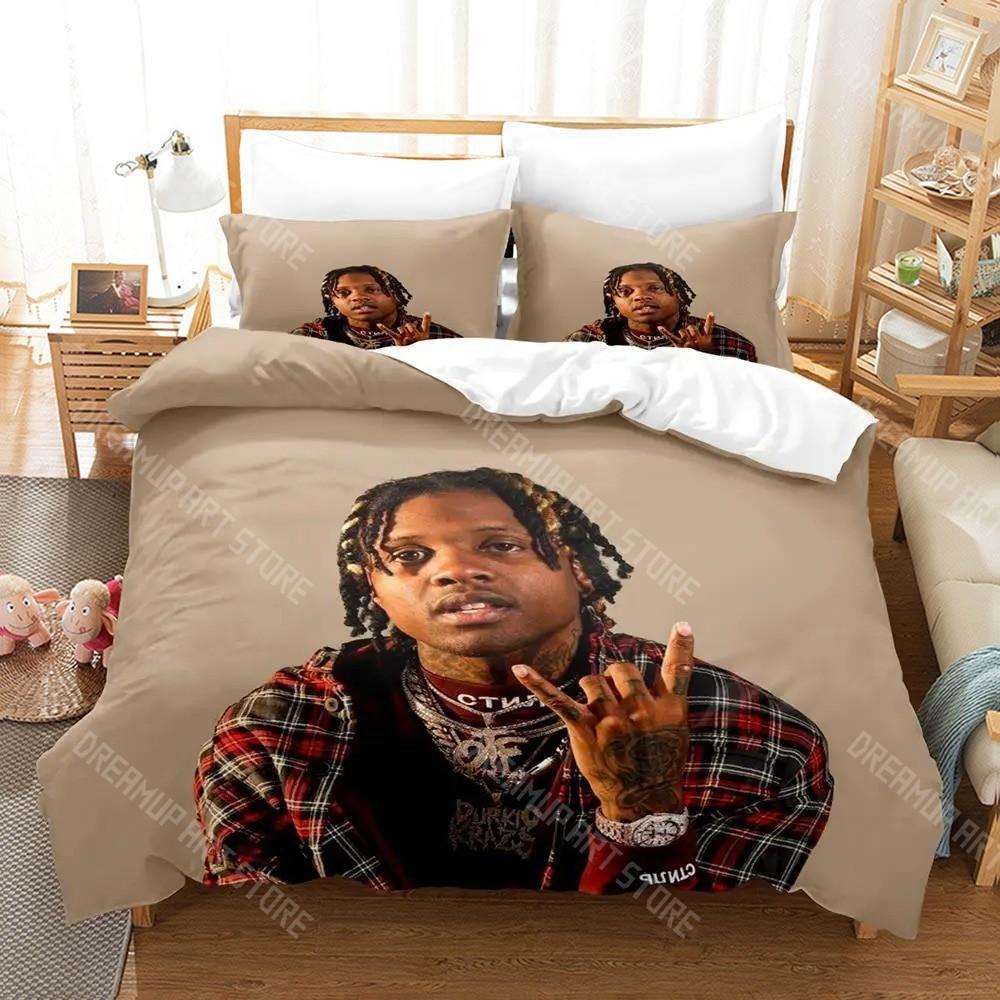 3D Printed Lil Durk Rapper Bedding Set for Boys Girls Duvet Cover Pillowcase Twin Queen King Full Single Double Sizes