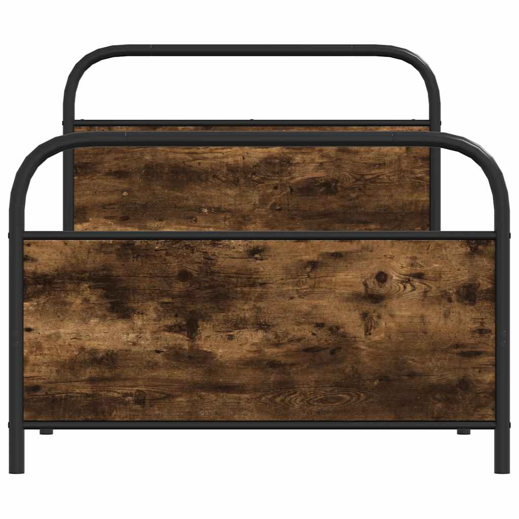 Bed Frame Without Mattress 100x190 Cm Smoked Oak Finish Wood Based Material
