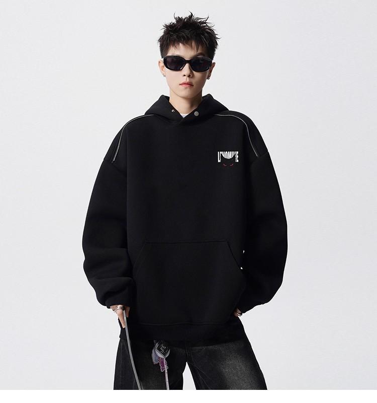 Men's Autumn American Brand Devil Cat Print Hoodie, Heavyweight & Trendy Stiff Sweatshirt, Cleanfit Base Layer.