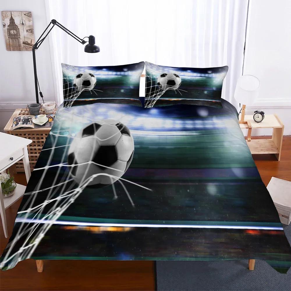 Men Bedclothes Sports Fotbal Bed Cover Sets Comfortable Soft with Soft Fabric Duvet Set Beding Sets Socer 172*218cm 20*230cm Bedsets Young Boys