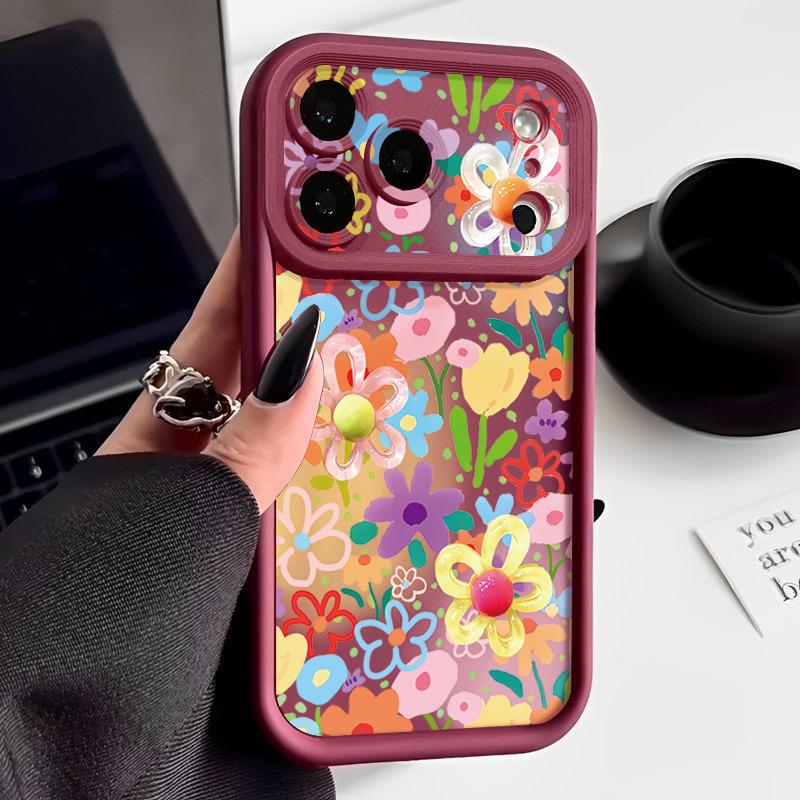Etui na telefon z nadrukiem kreskówkowych kwiatów dla iPhone 17 Pro Max Air 16 15 Pro Max 14 13 12 Pro Max 11 Przezroczysty miękki pokrowiec na tył z TPU