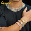 Worldwide Shipping Cheapest Price 12MM CZ Cuban Link Chain Fashon Iced Out Brass Hip Hop Men Cuban Link Necklace