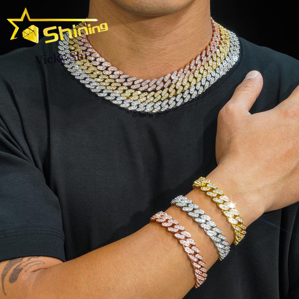 Worldwide Shipping Cheapest Price 12MM CZ Cuban Link Chain Fashon Iced Out Brass Hip Hop Men Cuban Link Necklace