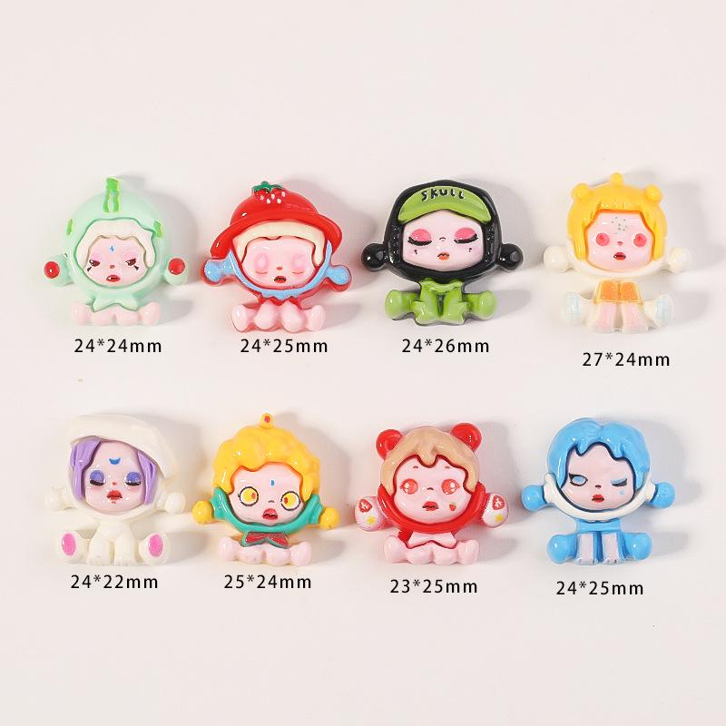 Cartoon Girl Resin Accessories: Cute Sitting Pose DIY Phone Case, Keychain, and Headwear Components
