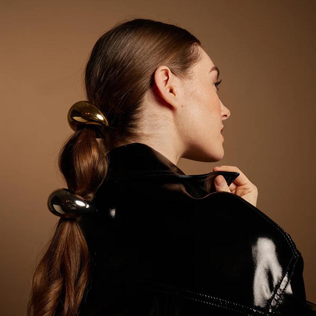 Jieding Stainless Steel Hair Tie: High-end European & American Ponytail Rubber Band with Titanium Steel Headwear.