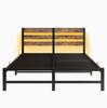 140x190 Bed Frame with LED Lighting and USB Charging Station, Metal Bed Frame Without Mattress, with Storage Under the Bed