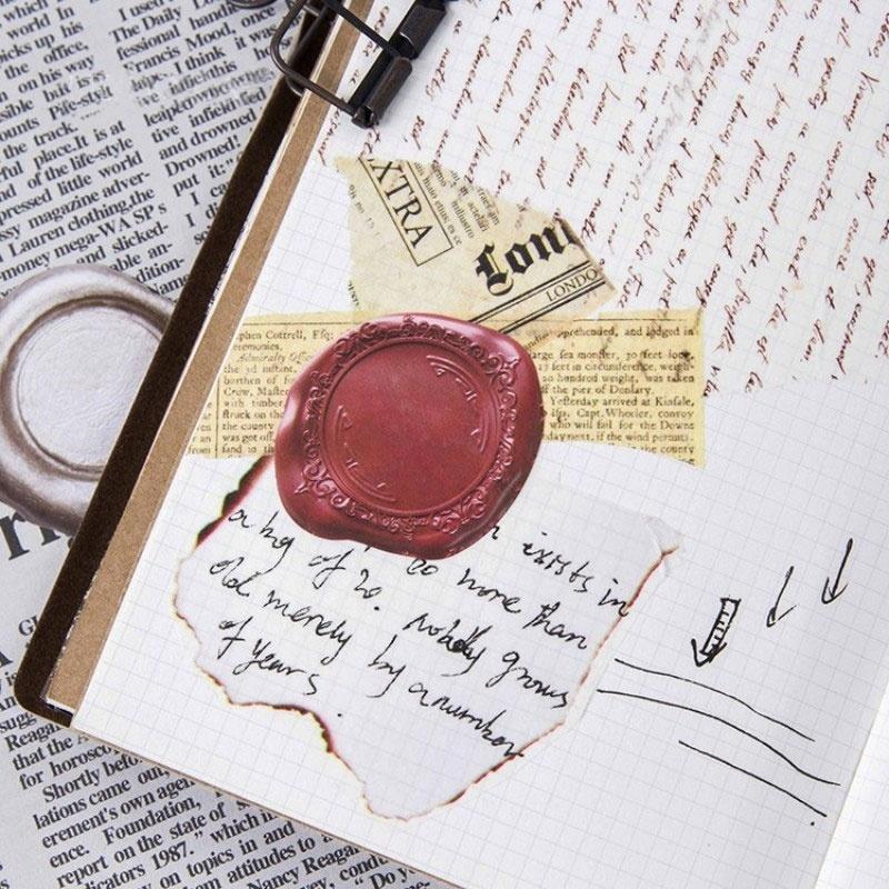 45 Pcs/box Vintage Wax Seal Stamps Paper Sticker Decoration DIY Diary Scrapbooking Sticker LS