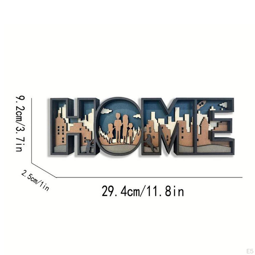 English Letters Statue Artwork Sculpture Wooden Durable Craft Ornament for Hotel Dorm Chinese