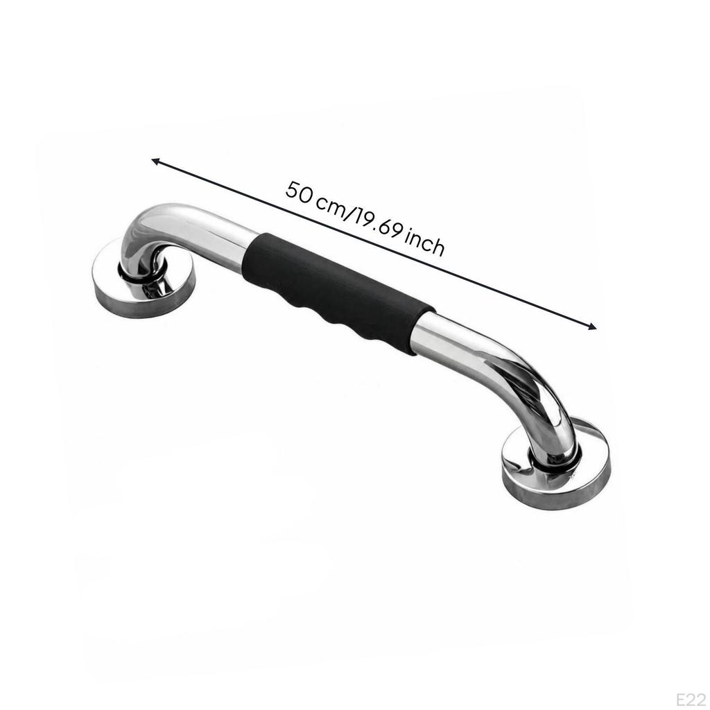 NonSlip Grab Bar with Silicone Grip | Ergonomic Finger Grooves, Polished Stainless Steel, Washroom