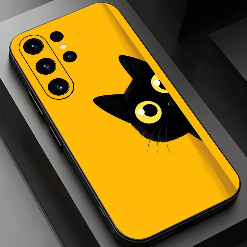 Schwarze Katze Handyhülle für Samsung Galaxy S24,25,26,23 22,21,S20 Plus Ultra FE weiche Hüllen