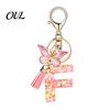 Kompaktes Schlüsselanhänger-Anhänger in Rosa-Serie, Pailletten Herz Initialen-Buchstaben-Anhänger Schlüsselkette mit tragbarem Schmetterlings-Quasten-Design, A-Z Halter für Tasche