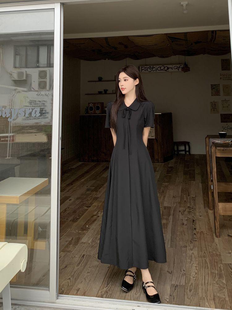 Plus Size Women's Elegant Bellflower French Style Short Sleeve Slimming Dress