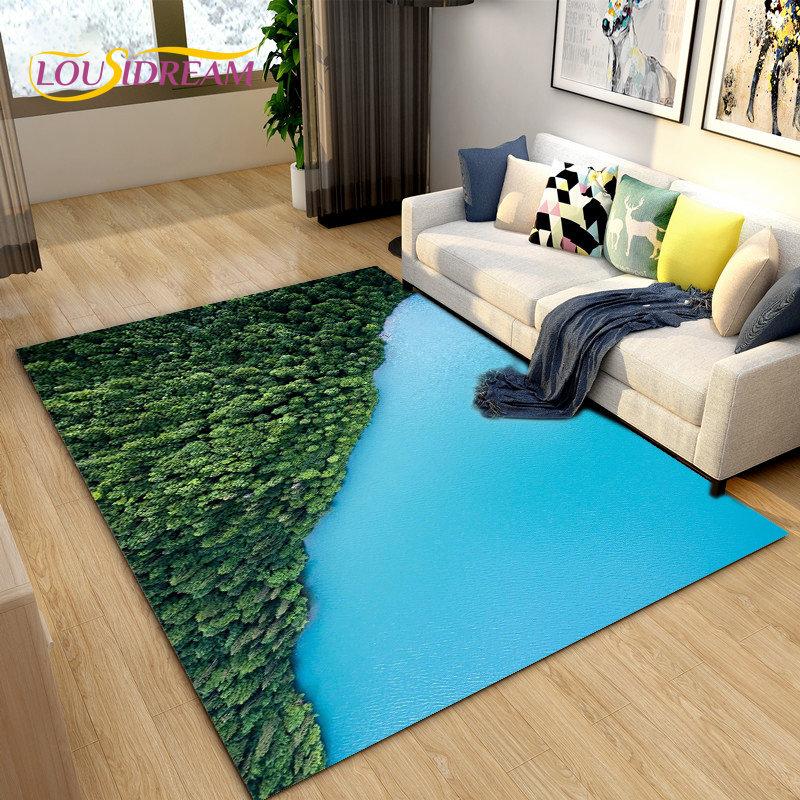 3D Ocean Seawater Beach Water Scenery Area Rug,Carpet Rug for Living Room Bedroom Sofa Doormat Decoration,Kid Non-slip Floor Mat