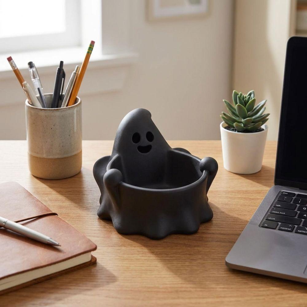 Cute Ghost Candy Bowl Creative Ghost Figurine Treat Holder Jewelry Organizer Party Decoration