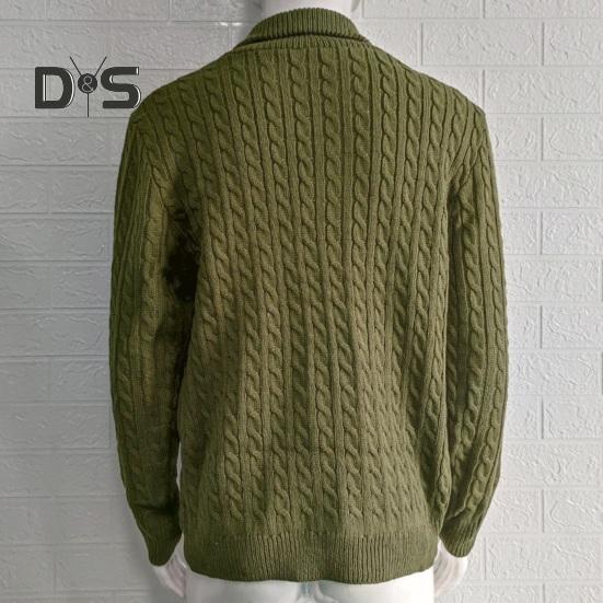 Осінь-зима Чоловічий светр Двобортний ґудзики з лацканами з довгими рукавами Крученої текстури Однотонне товсте еластичне в’язане пальто