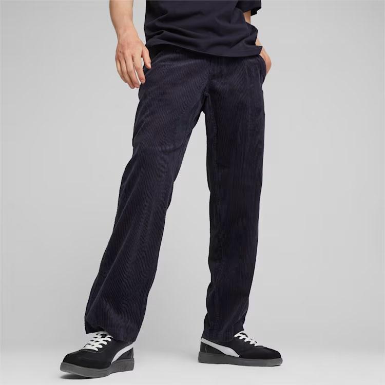 Puma Mmq Corduroy Pants Solid Color Straight Leg Casual Pants Unisex Pants Dark-Blue 620822-16