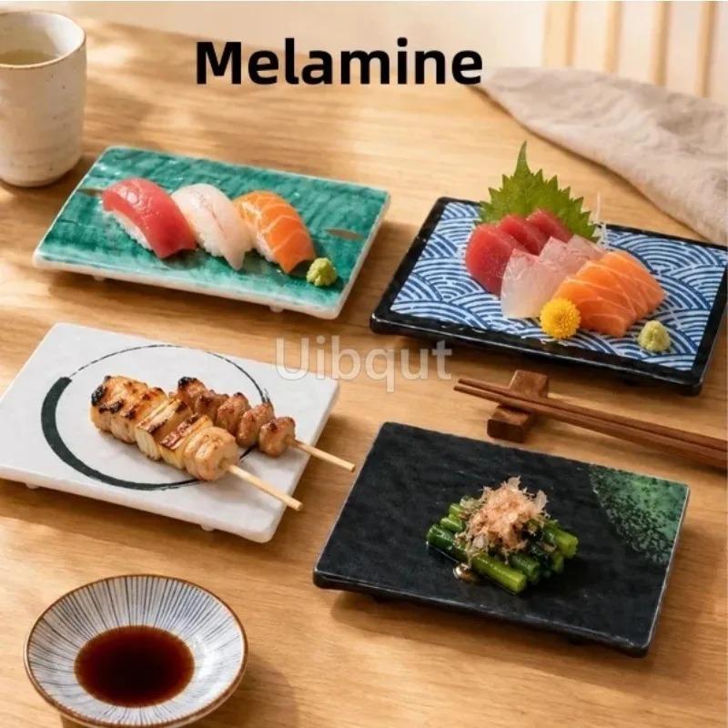 Melamine Rectangular Plate Japanese Tableware Plate Front Grilled Sushi Dish Sashimi Display Yakitori Dish Commercial BBQ Plates