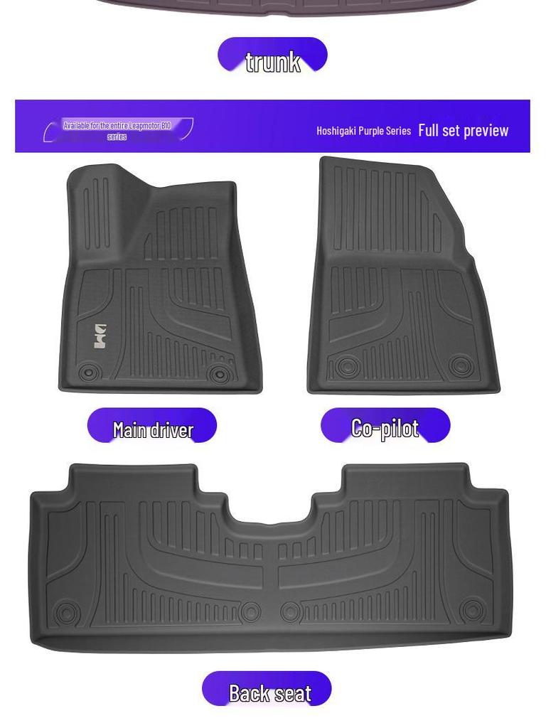 Eco-Friendly TPE Trunk and Seat Back Mats for 25 Leapmotor B10 Models