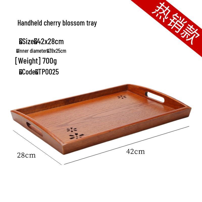 Handcrafted Japanese Orchid Rectangular Wooden Tea Tray with Custom Logo for Hotels and Restaurants