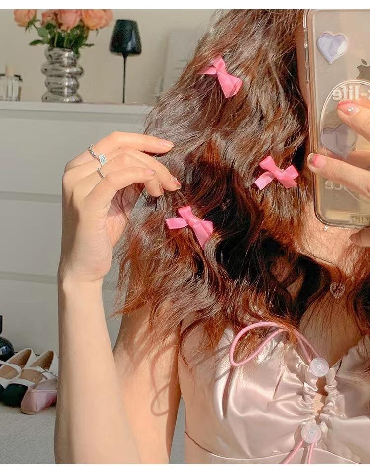 8 Stück/Los Rosa Schleife Haarspangen Niedliche Beige Schleife Haarnadel Kleine Haarspangen Druckspange Für Frauen Mädchen Mode Haaraccessoires
