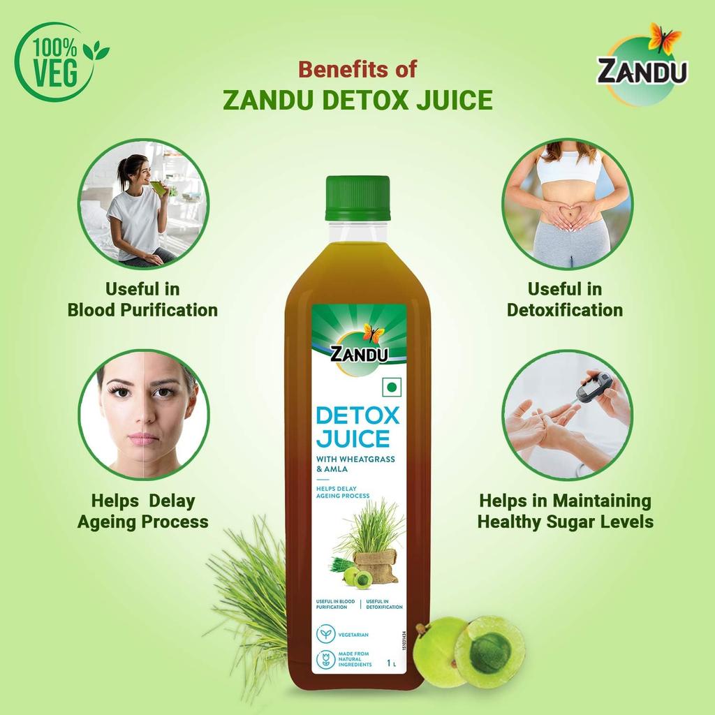 Zandu Detox Juice 1 L Pack of 1 | Natural Ayurvedic Body Detox Drink Rich in Vitamin C