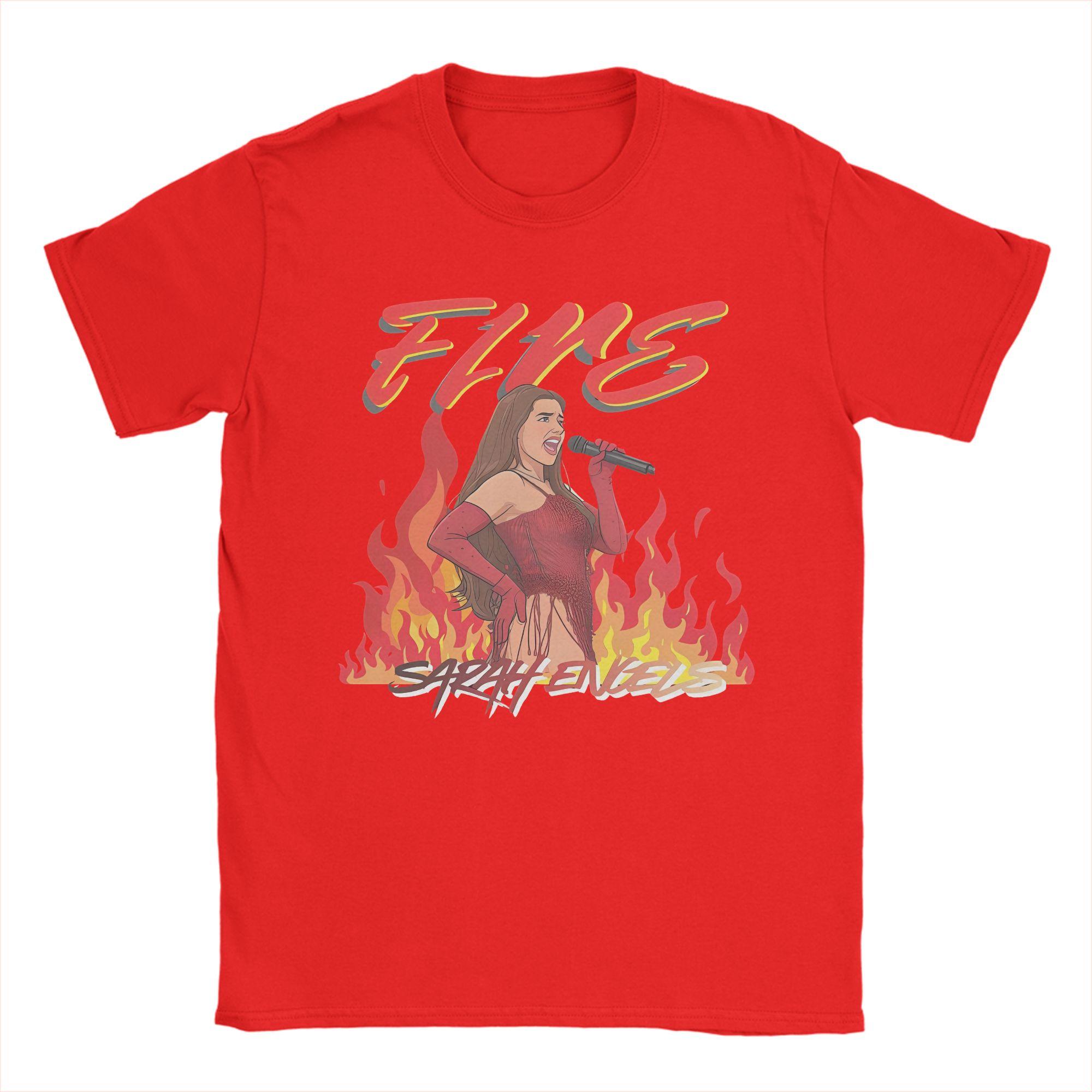 Fashion Eurovisions Song Contest 2026 Sarah Engels Fire T Shirt For Unisex Cotton Tee Shirt Short Sleeve Tops S