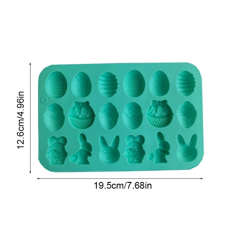 1Pc 18 Cavity Easter Silicone Mold Rabbit Colored Egg Chocolate Cake Mold Holiday Decoration Baking Tools Manual Soap Mould
