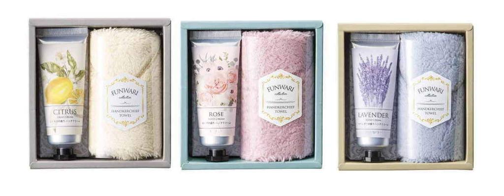 SACHIHARE [Women's Prize Gift] Hand Cream & Soft Handkerchief Towel with Thank You Stickers (Set of 3 (2-piece set x 3 types))