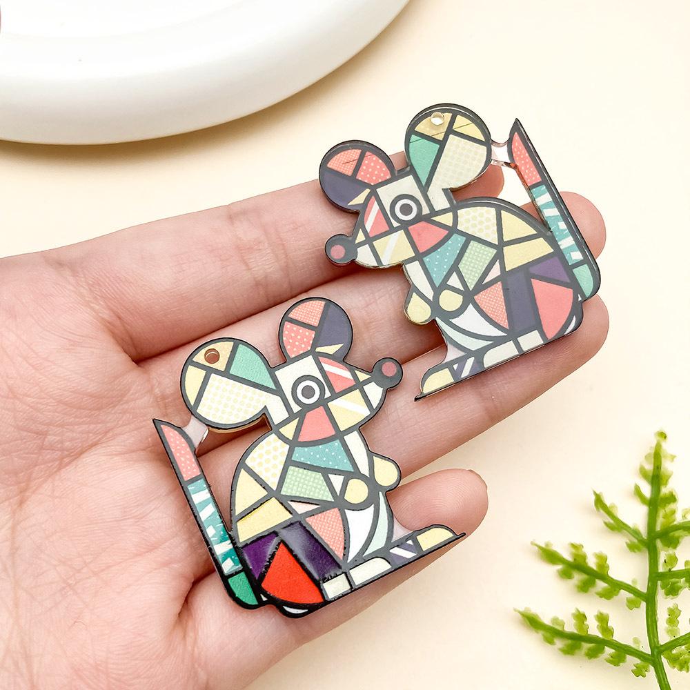Cartoon Animal Mosaic Acrylic Jigsaw Pendant for DIY Jewelry