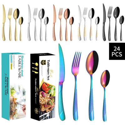 High-End-Western-Food-Geschirrset, Star Diamond, Edelstahl, Haushaltssteakmesser, Gabel und Löffel, komplettes Set für 6 Personen, für 4 Personen