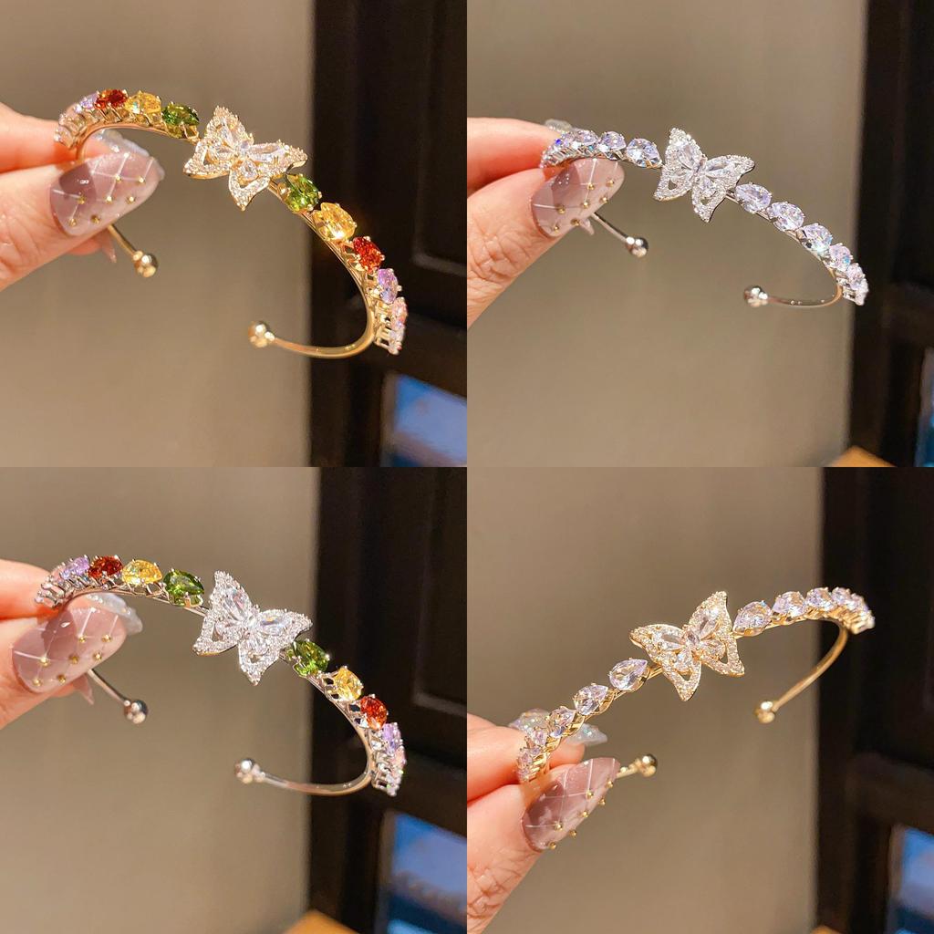 Fashion Butterfly Jewelry Bracelet With Zircon Stones For Elegant Women