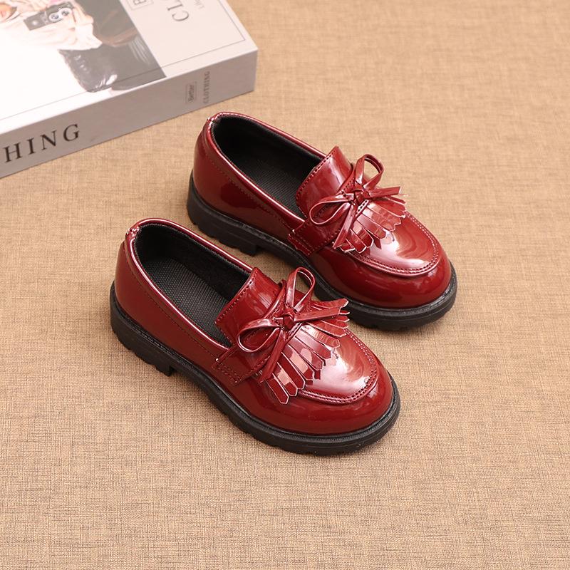 Kids Girls British Style Tassel Princess Mary Jane Leather Dress Shoes
