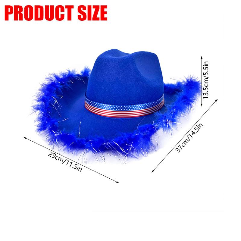 White Frayed Denim Hat With Us Flag Ribbon For Festive Events And Celebration Costumes