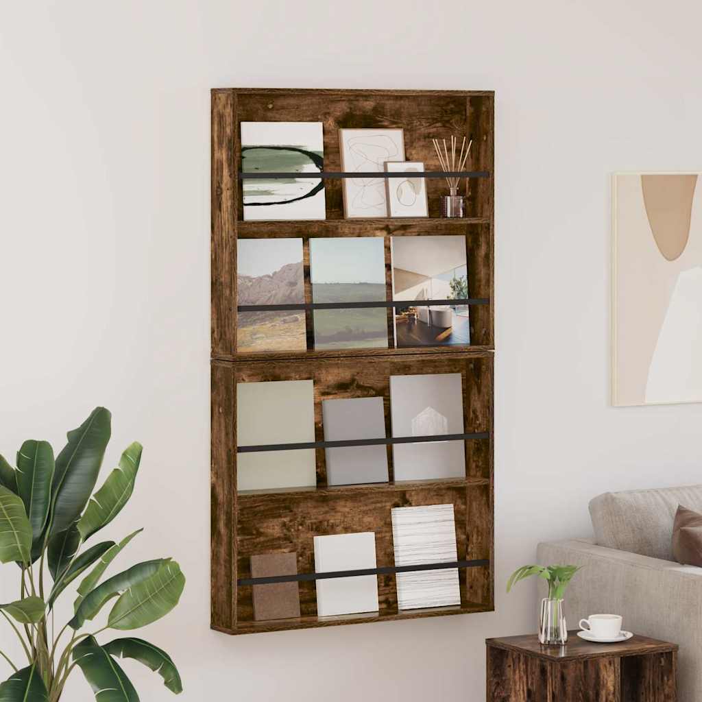 vidaXL Magazinregal 2 stk. Räuchereiche 80 x 12 x 70 cm Holzwerkstoff braun