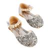 Kid Girl Sequins Faux Pearl Dress Shoes Children Fashionable PU Leather Glitter Flat Shoes for