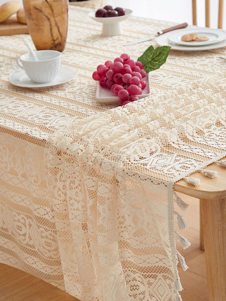 French Retro Lace Hollow Tablecloth Pastoral Style Photo Long Crochet Tablecloth Coffee Table Cover Towel Dining Table Cloth Cover Cloth
