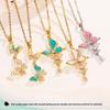 Sweet Temperament Butterfly Pendant Clavicle Necklace - Micro-inlaid Color Drip Oil, New Fashion for Women