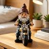 Retro Motorcycle Gnome Ornament Riding Figurine, Motorbike Dwarf Resin Statue Miniature Sculpture, for Home Office Desk Bookshelf Decor