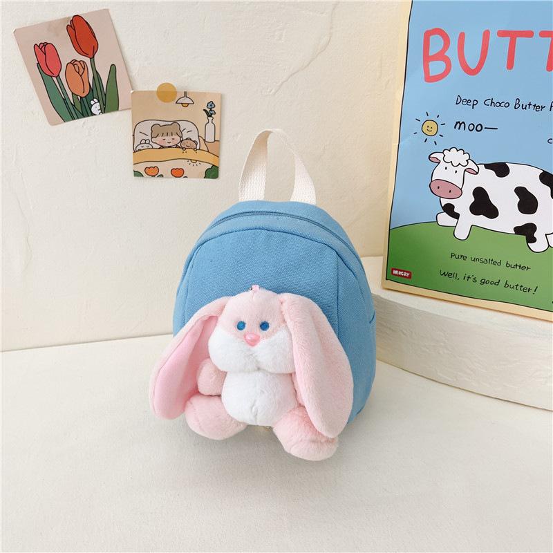 Adorable and Stylish Children's Backpack for Kindergarten Babies, with A Schoolbag-shaped Doll and A Rabbit-shaped Bag