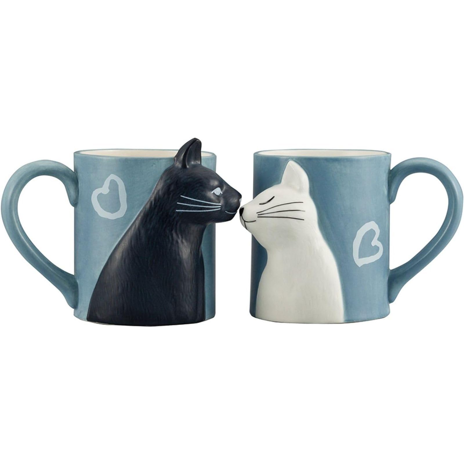 

Sun Art Cute Tableware [Black Cat and White Cat] Mug Cup Pair Kiss Cat Pair Tableware Miscellaneous Goods 330ml Gray Present Cat Goods Cat Cup