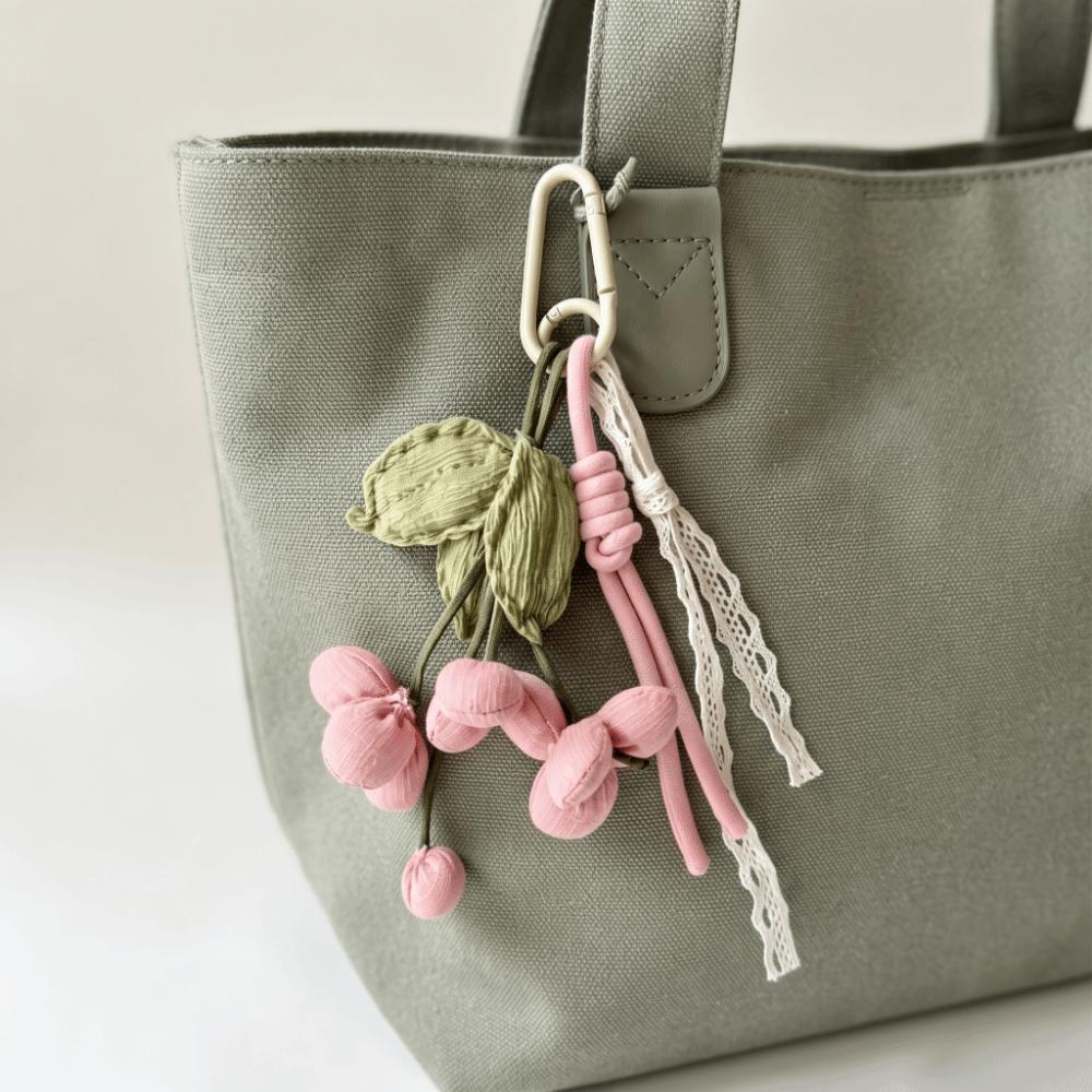 Fabric Flower Flower Bag Charm Lace Ribbon Handbag Charm Bouquet Clip Keychain For Handbags