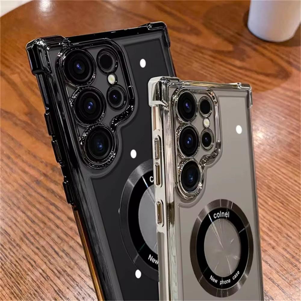 Huse placate Magsafe pentru telefon pentru Samsung Galaxy S25 S24 S23 S22 Ultra S21 Plus FE 5G Note 20 Husă magnetică transparentă rezistentă la șocuri