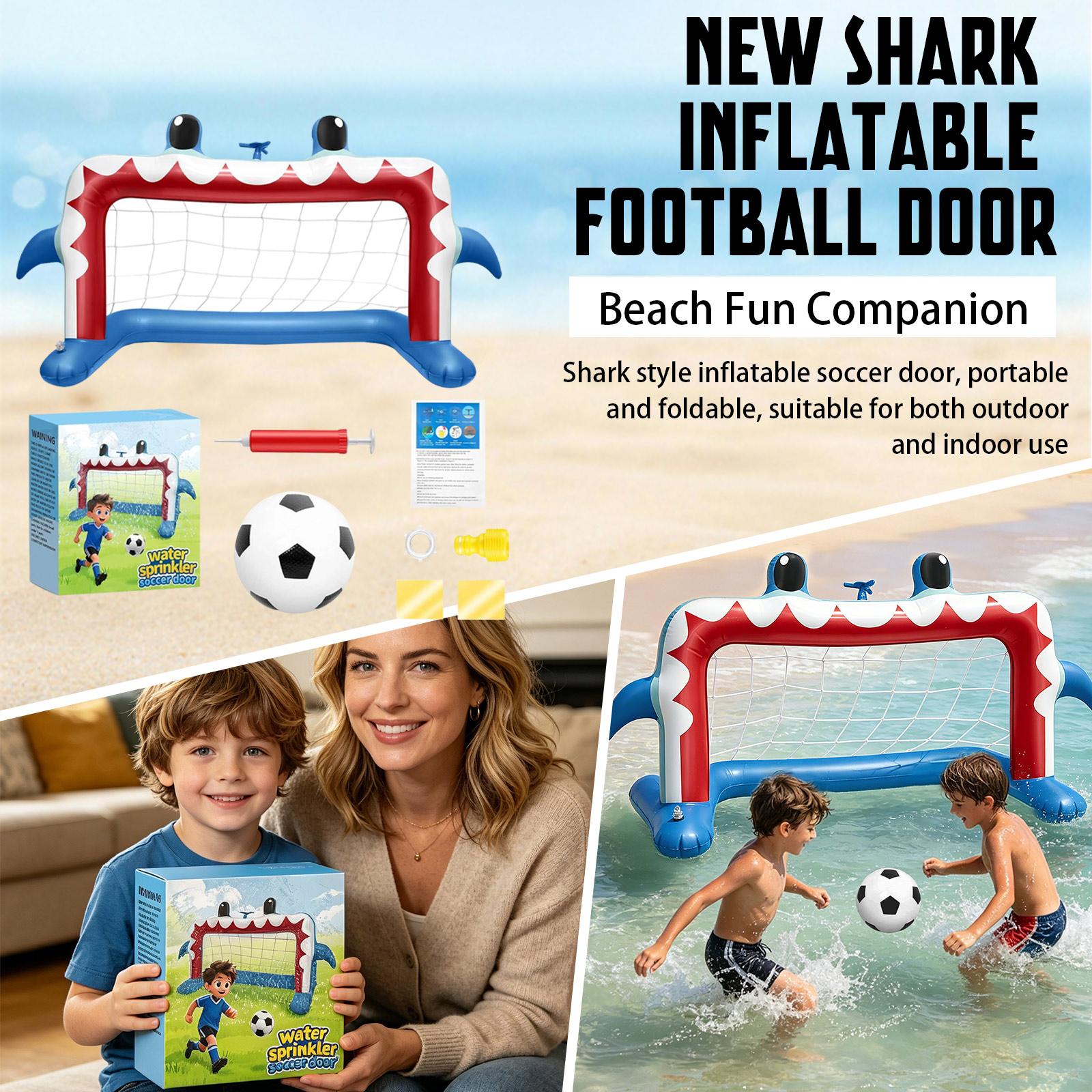 Inflatable Soccer Goal PVC Water Inflatable Ball Holder Beach Basketball/Volleyball Hoop Stand One Size синий