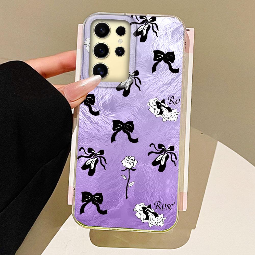 Black Bow Cartoon Animal Phone Cases Phone Case for Samsung Galaxy A56 A16 A26 A36 A55 A14 A24 A34 S25 S24 Silicone Back Cover