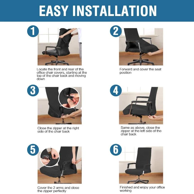 M/L Size Elastic Office Computer Chair Cover Modern Anti-Dirty Boss Rotating Chair Seat Case Removable With Armrest Covers